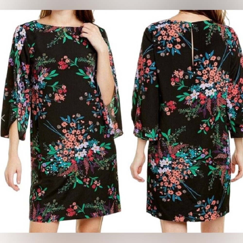 Trina Turk Elegant Black Satin Batista Dress Medium